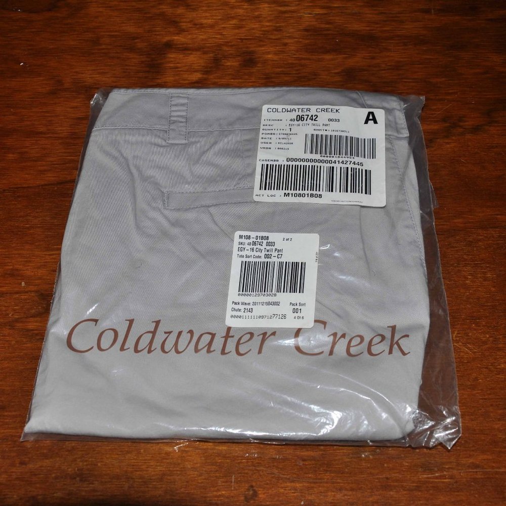 Coldwater Creek City Twill Beige Long Pants Size 16 (Unopened)